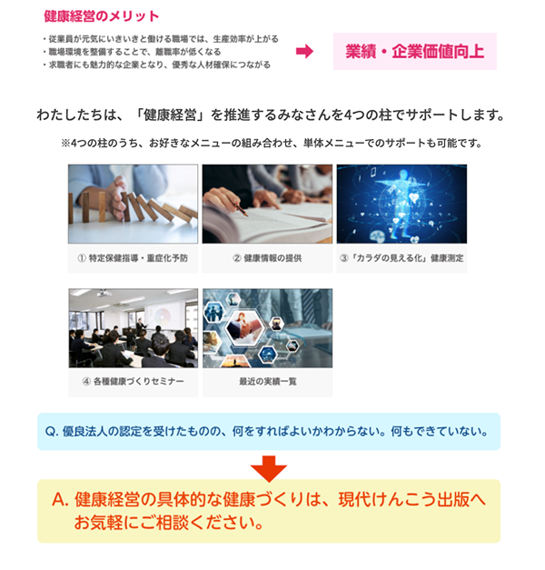 現代けんこう出版 健康経営ページ